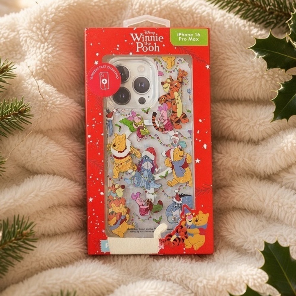 Disney Winnie the Pooh Christmas iPhone 16 Pro Max Case Holiday Holiday Scene